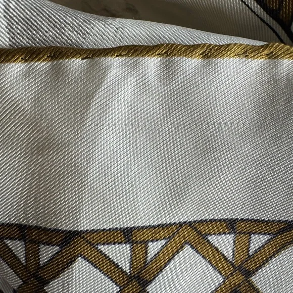 Dog Print Silk Scarf in Ivory and Gold - Picture 4 of 8